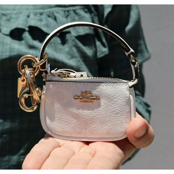NWT COACH Signature Mini Demi Pouch Bag Charm Keychain SOLD OUT - Picture 4 of 8